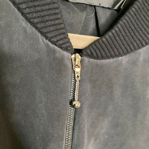 ST. JOHN COLLECTION Stretch Mesh Bomber Jacket Caviar - Picture 7 of 11